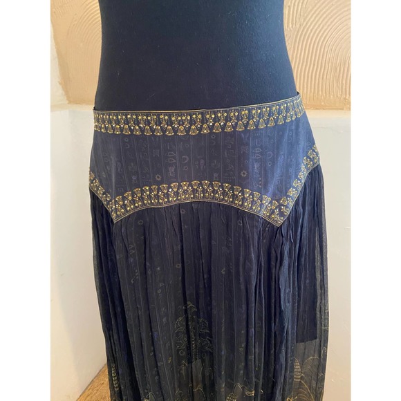 Camilla Egyptian print  long skirt, Layered Maxi Skirt w/crystal embellishment - Picture 11 of 13